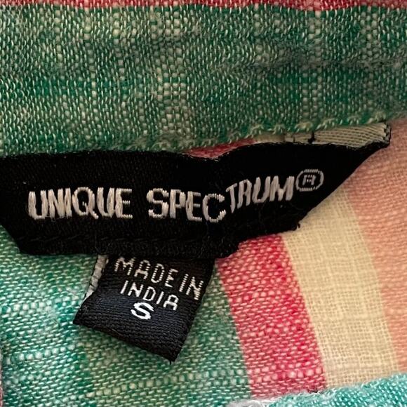 Unique Spectrum Cotton Pastel Striped 3/4 Sleeve Button Down Shirt, Pocket, S - Picture 6 of 13